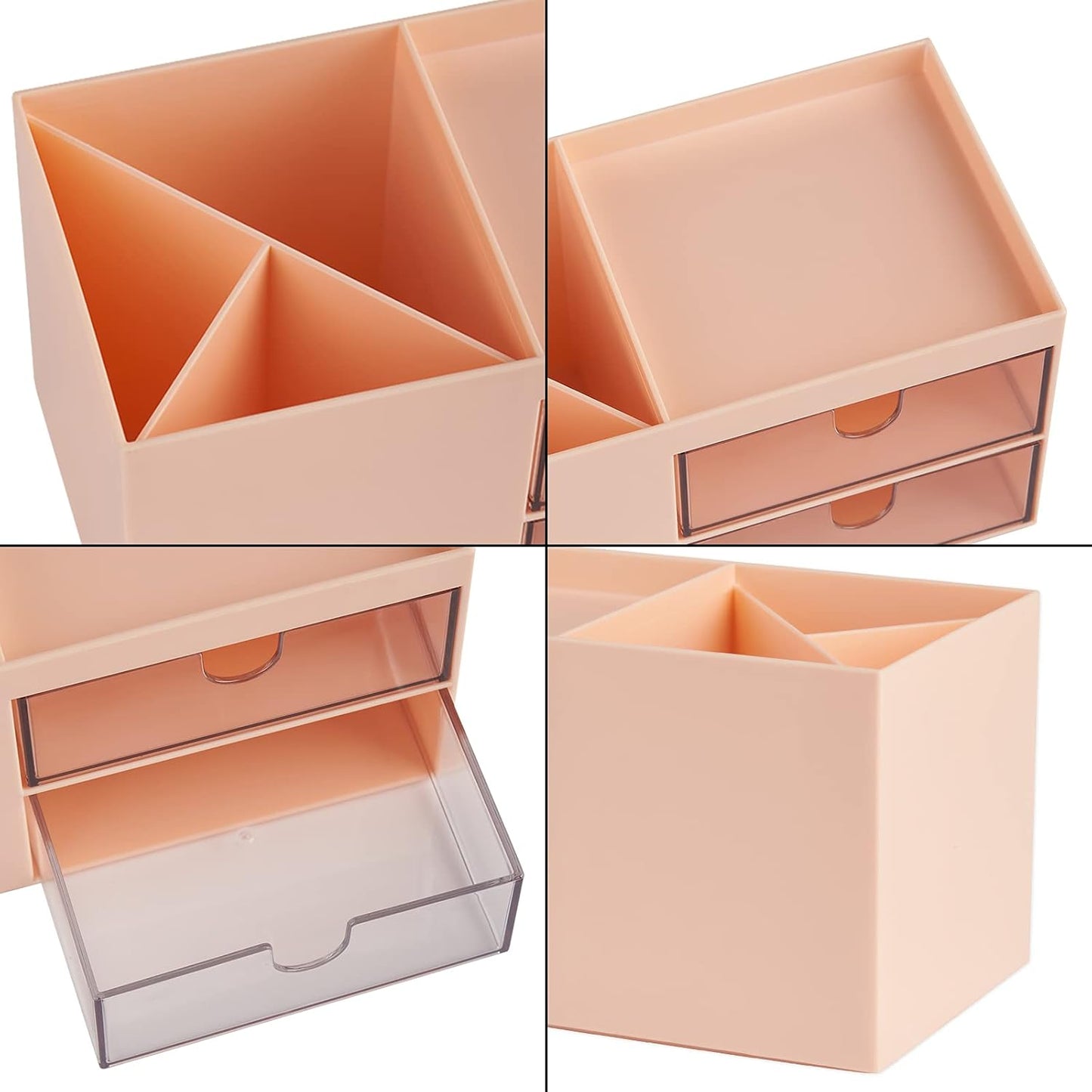 LETURE Office Desk Organizer with drawer, Office Supplies and Desk Accessories, Business Card/Pen/Pencil/Mobile Phone/Stationery Holder Storage Box (White)