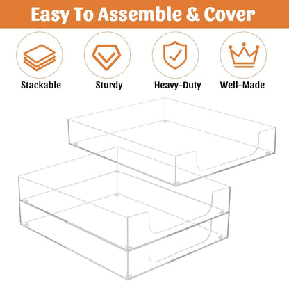 Letter-Size Tray Desk Letter Tray Paper Tray, Sturdy Heavy-Duty Plastic Printer Paper Tray, Single-Tier Stackable File Storage Organizer for Office Home (Clear)