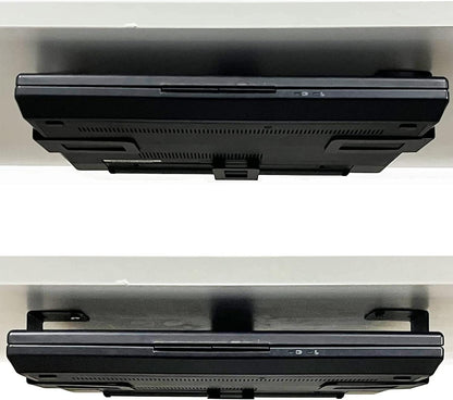 AUXPhome (3) Laptop Holder Under Desk Laptop Mount Organizer Rack Storage Shelf, Add On Under Table Laptops, Keyboard, Routers, Modems, Cable Box, Network Switch & More, Desk Accessories
