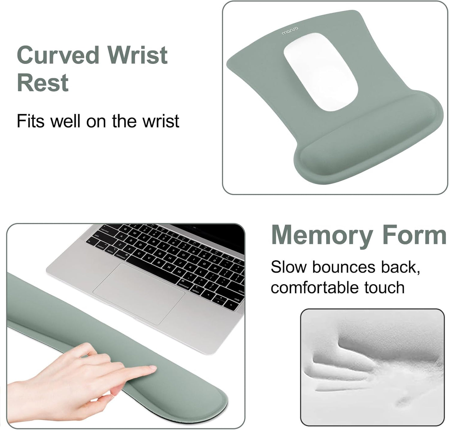 MOSISO Wrist Rest Support for Mouse Pad & Keyboard Set, Ergonomic Mousepad Non-Slip Base Home/Office Pain Relief & Easy Typing Cushion with Neoprene Cloth & Raised Memory Foam, Apricot