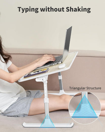 SAIJI Height & Angle Adjustable Laptop Stand for Bed, Lap Desk Bed Tray Table, Light Weight Foldable Portable Laptop Table for Couch Sofa Chair Floor Desk for Adults, Kids (52*30cm Black)