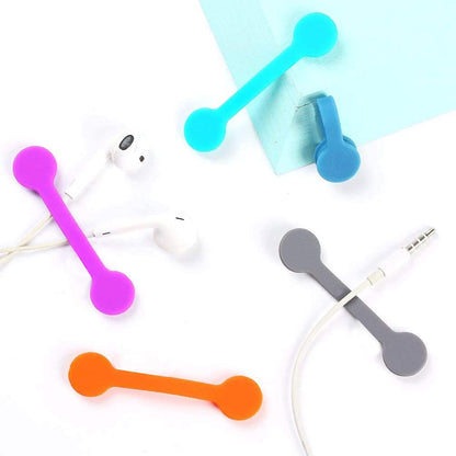 Viaky 6 Packs Magnet Wire Winder Straps, Multi-Colored Noticeboard Fridge Clips Silicone Cable Organizer Reusable Tie Phone Earbuds Bookmark Whiteboard Fridge (Lake Blue, Blue, Gray)