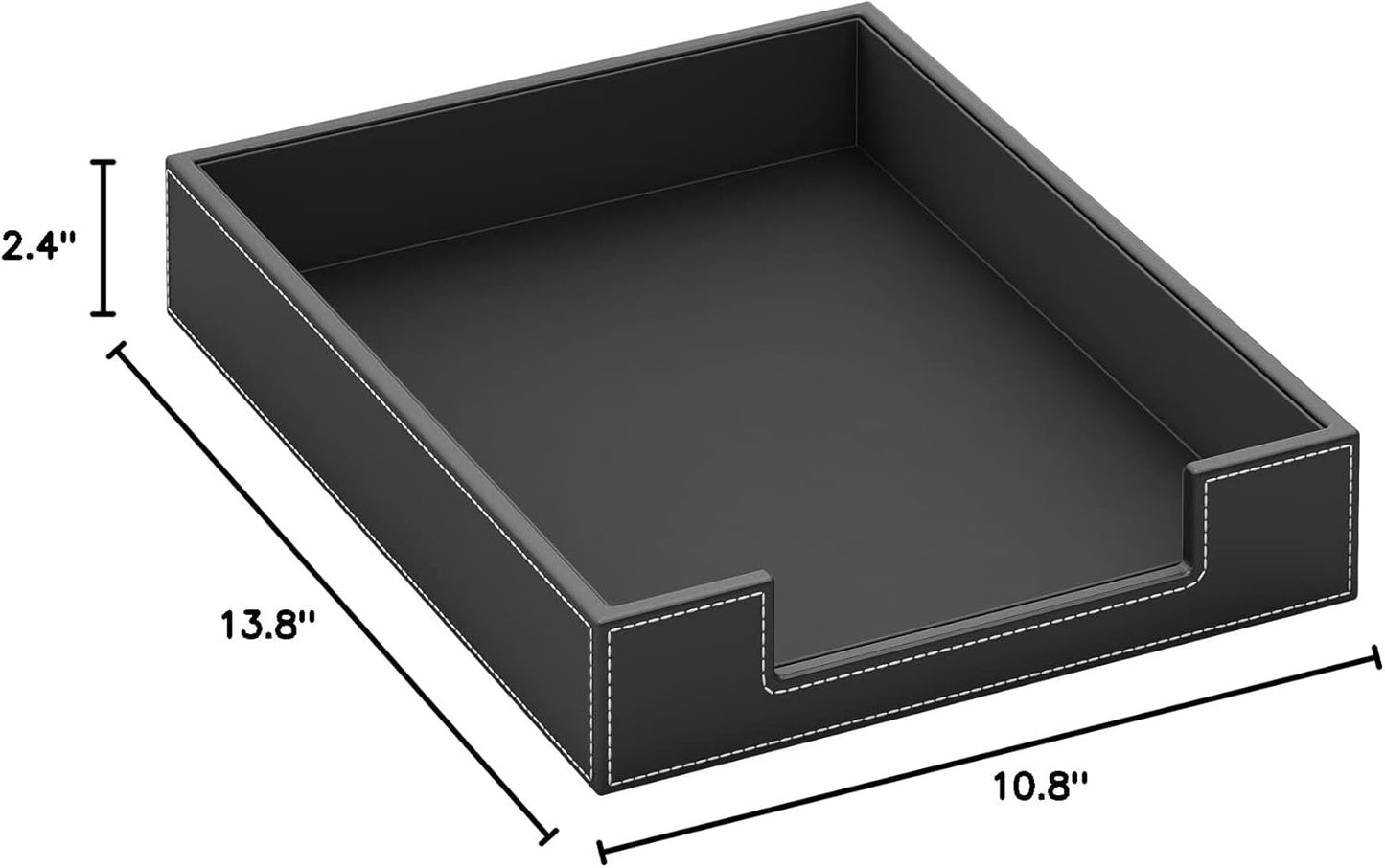 Leather Letter Tray, THIPOTEN Elegant Desk Organizer for Office Supplies, Mail, Paper, File, Magazine, Perfect Office Organization for Desktop(Grey)
