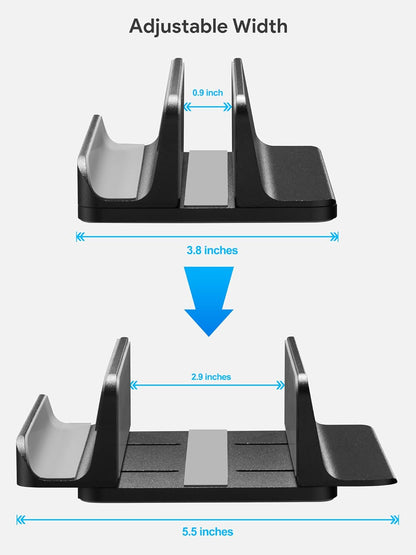 JARLINK 2-in-1 Design Vertical Laptop Stand Holder, Aluminum Laptop Stand for Desk with Adjustable Dock, Space-Saving Organizer Compatible with All MacBook, Samsung, HP, Dell, Chrome Book,Silver