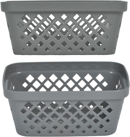 Glad Plastic Storage Basket Set - Multipurpose Drawer Trays, Kitchen Pantry Containers, and Bathroom Bins - 6 Pack Medium Organizers, Grey