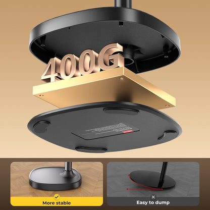 Desktop Phone Stand, Adjustable Height & Angle Holder, Compatible with iPhone, Samsung, Android Smartphones - Night Black