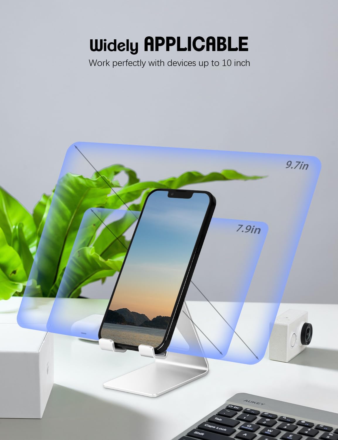 Aoviho Desk Cell Phone Stand Phone Holder, Aluminum Phone Cradle Dock for iPhone17 16 15 14 13 12 pro Mini 11 X Xs max 8 7 6 6s Plus SE Samsung All Smart Phones, Rose Gold