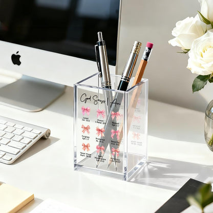 Just Breathe Acrylic Cosmetic Organizer Pen Holder, Anxiety Relaxing Acrylic Desk Holder Cup for Pen Pencil, Dandelion Desk Organizer, Mental Health Office Gifts for Coworker Leader Friend