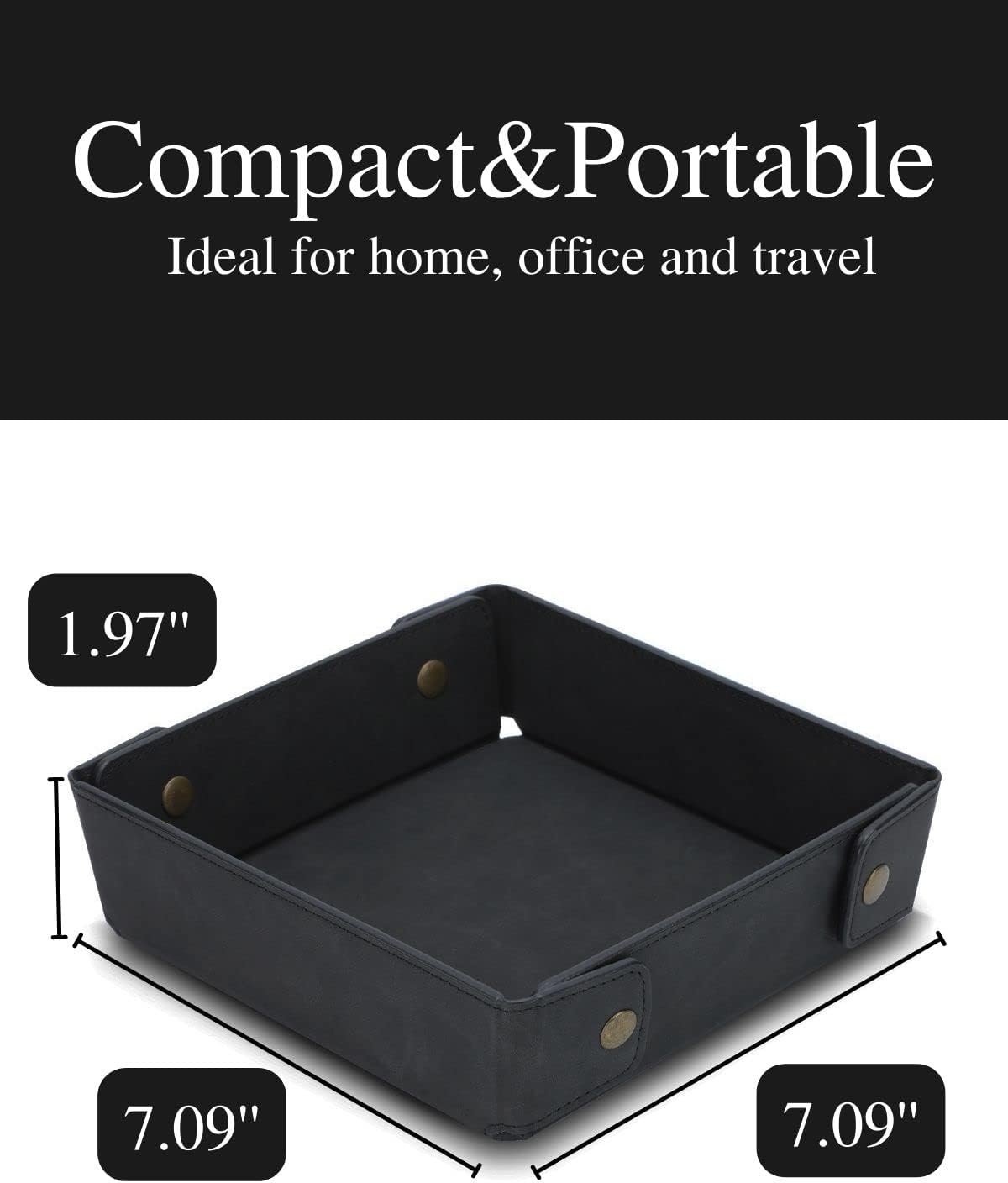 CASIRENA Faux Leather Valet Tray Organizer for Men - Catch-All Tray for Entryway Table Key, Wallet, Watch, Coin Change, Phone, Dresser EDC Dump Jewelry, Bedside Nightstand Desk-top Catchall