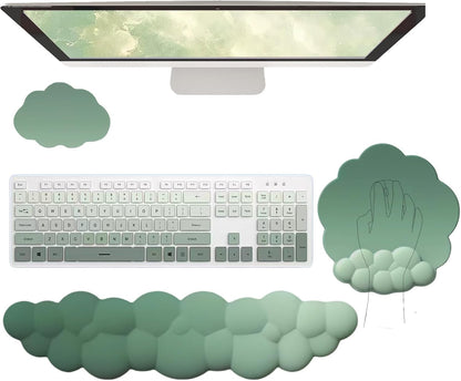 Cloud Wrist Rest Keyboard Pink Mouse Pad Set with Wrist Rest Ergonomic Wrist Pad Memory Foam Non-Slip Base Cute Gradient Wrist Support for Computer Laptop Gaming Home Office Relief Typing Pain