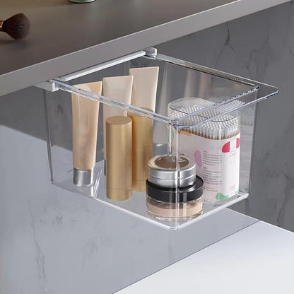 Self-adhesive Under Desk Drawer Organizer, Table Hidden Slide Out Large Storage Mounted Desktop Pencil Holder Tray Drawers for Office Home School Stationery Kitchen (Black)