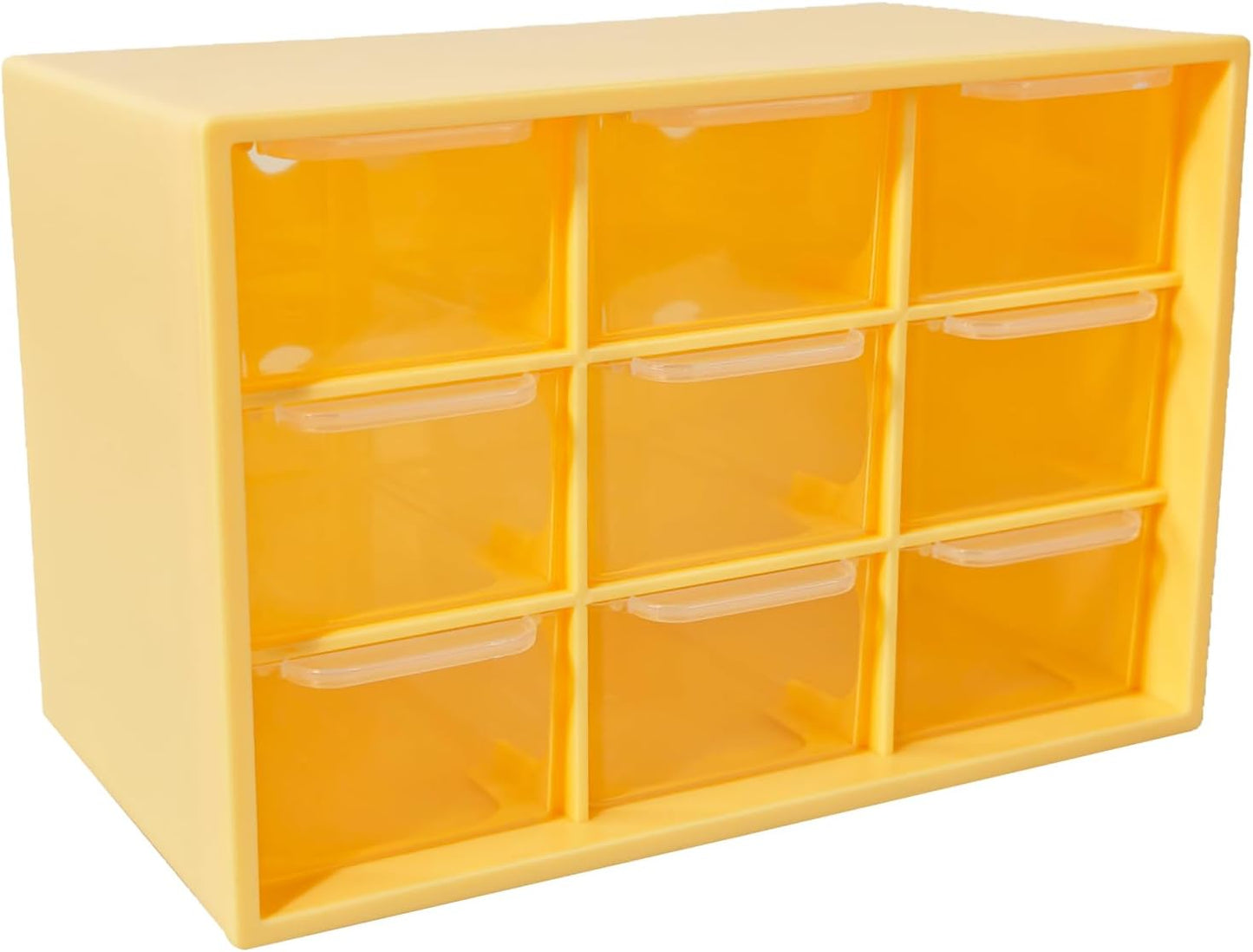 Small Drawer Organizer for Desk, 7.1" x 3.8" x 4.6" Mini Desktop Drawer Organizer with 9 Clear Drawers, Compact Craft & Office Supplies Organizer for Home School (Pink)