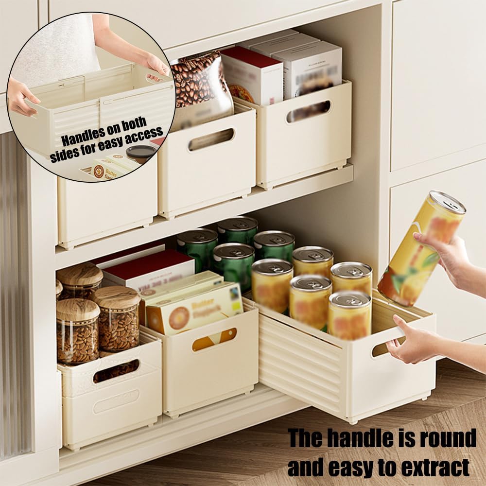 Foldable Storage Bins, 2 Pack Plastic Expandable Boxes for Organizing, Adjustable from 11-18.8" Drawer Organizers Separators Dividers for Bedroom Kitchen Utensils Tools Closet, Small