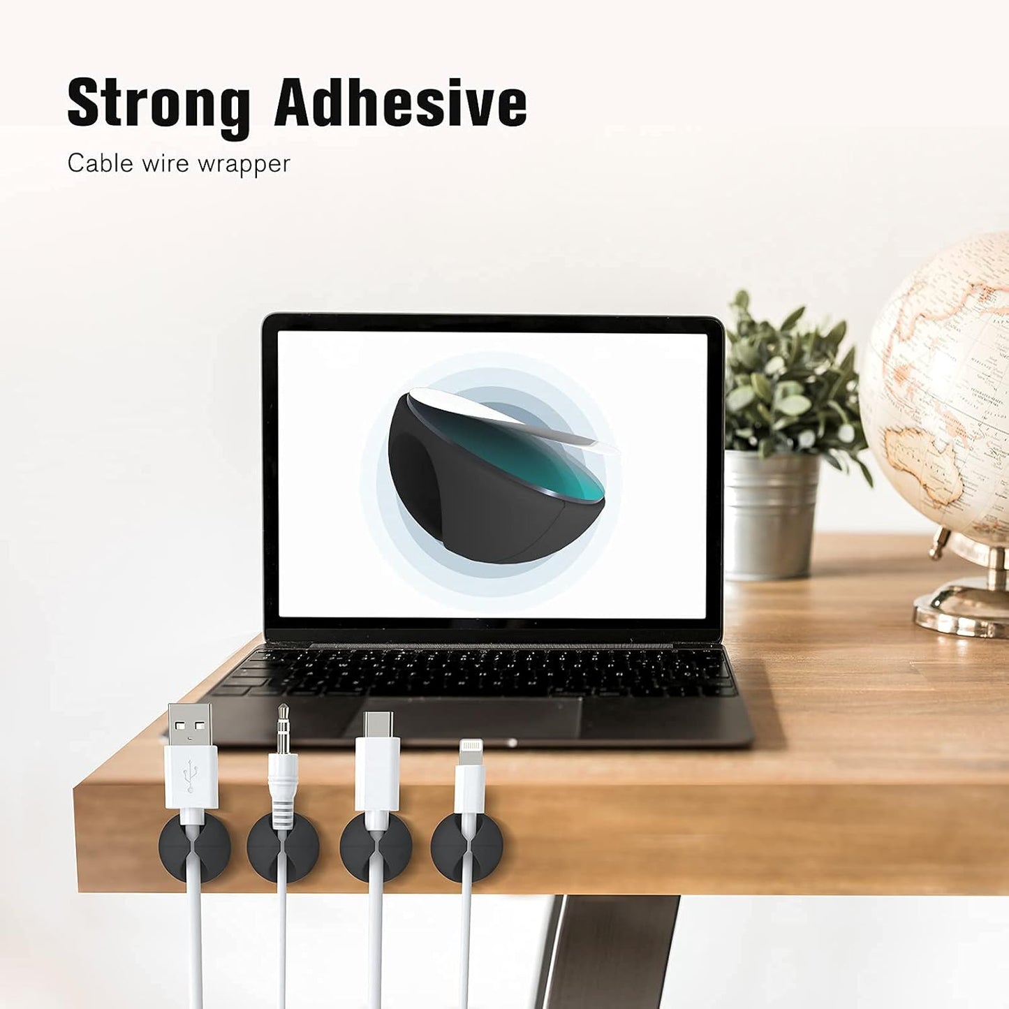 18 Pack Mini Cable Clips, Znben Cord Organizer Holder Adhesive Cord Management Charger Wire Holder Clips for Desk, Home, Office, Car, Cubicle, Nightstand Black