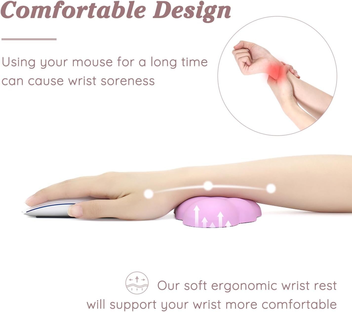 Cloud Wrist Rest Cushion for Mouse Ergonomic Soft PU Leather Memory Foam Wrist Pain Relief Mouse Wrist Support Pad with Anti-Skid Base for Office School Home Laptop & Computer Mouse (Black)