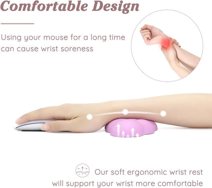 Cloud Wrist Rest Cushion for Mouse Ergonomic Soft PU Leather Memory Foam Wrist Pain Relief Mouse Wrist Support Pad with Anti-Skid Base for Office School Home Laptop & Computer Mouse (Black)