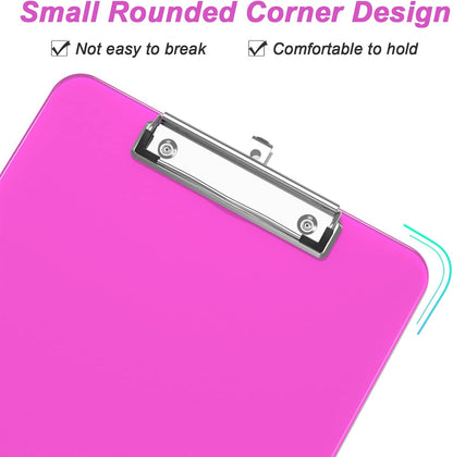 Rimilak 8.5 x 11 Plastic Clipboards Set of 2, Low Profile Metal Clip, Translucent Board, 12.5 x 9 in Letter Size, Office Supply, Back to School, Purple