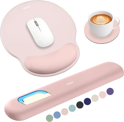 Sushret Mouse Pad and Keyboard Wrist Rest, 3-in-1 Gel Memory Foam Ergonomic Mouse Pad with Wrist Rest Set,Gaming Mousepad Arm Cushion Support for Computer Office Desk Accessories Cute Setup,Sage Green