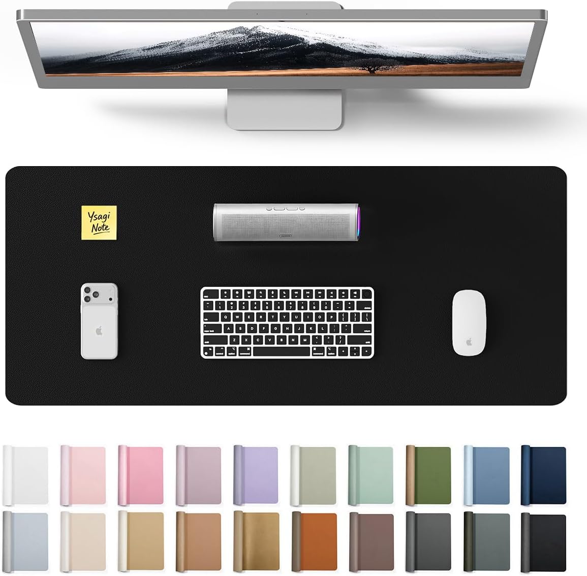 YSAGi Leather Desk Protector, Office Mat, Large Mouse Mat, Non-Slip PU Leather Blotter, Laptop Pad, Waterproof Writing Pad for Office and Home (Light Pink, 23.6" x 13.8") - Colors B
