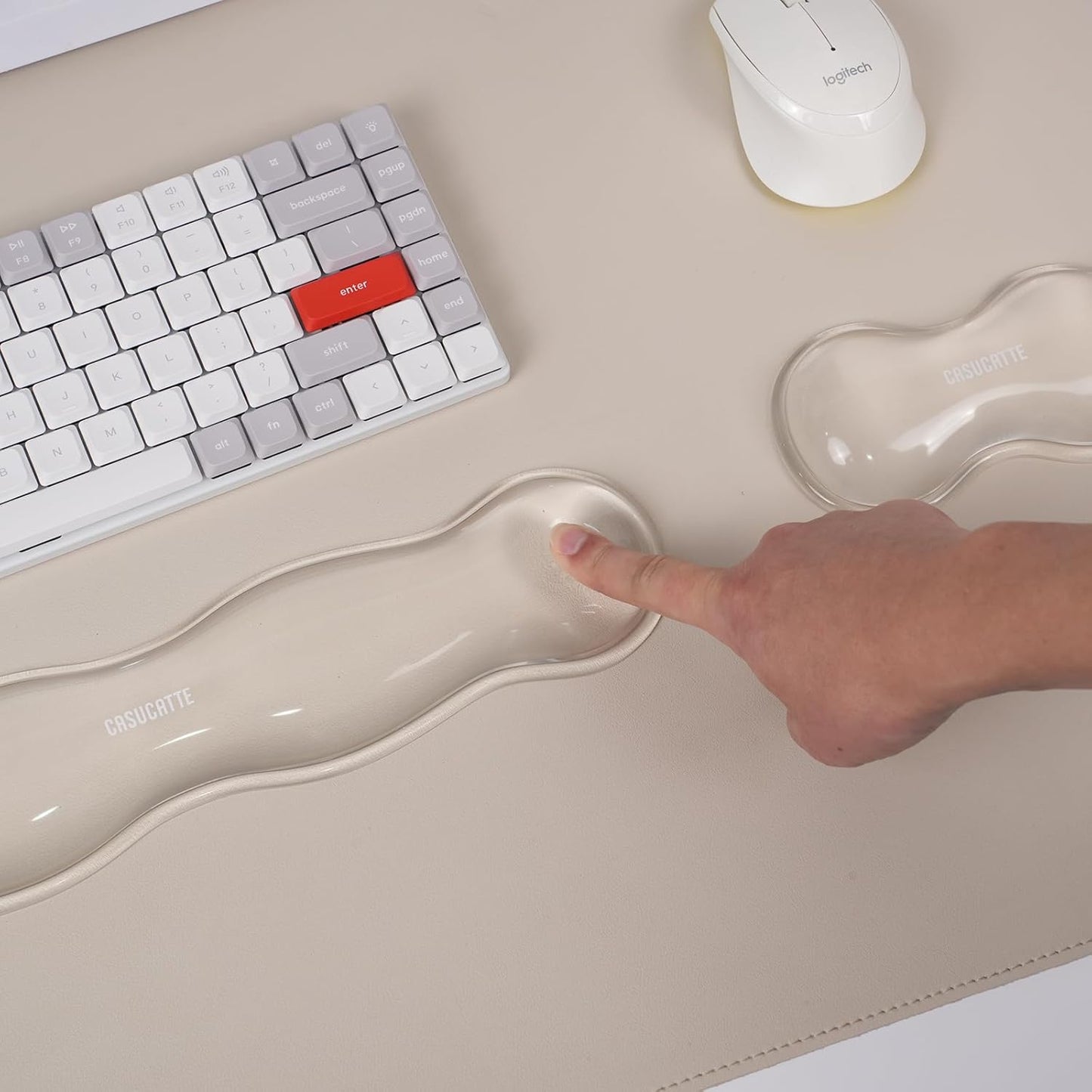 Ergonomic Clear Gel Wrist Rest for Computer Keyboard - Non-Slip Crystal Gel Pad, Soft Comfortable Support, Washable, Office Gaming Wrist Pain Relief