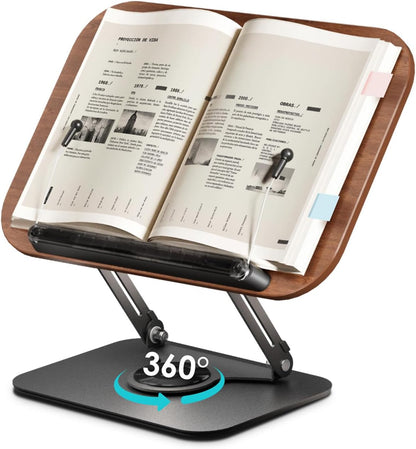 Viozon Book Stand for Reading,Book Holder, Height&Angle Adjustable, 360° Rotating Base, Foldable and Portable, Lightweight for Office, Kitchen, School Textbook, Recipe, Magazine,Kindle,Tablet DW