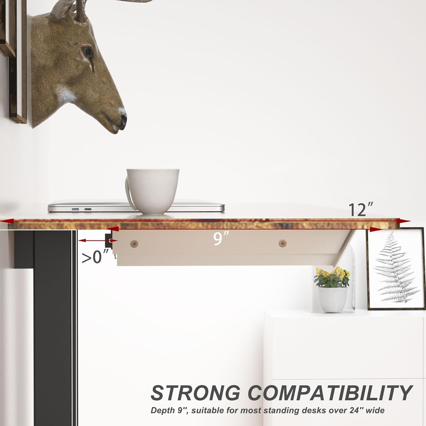 Under Desk Mounted Sliding Drawer with 60 Degree Tilt Panel to Pull Out, 15'' Long & 9'' deep Large Storage Organizer for Sit Stand Workstation