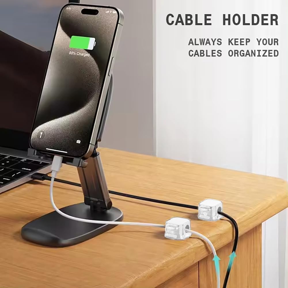 6 Pack Magnetic Adhesive Cable Clips - Spring Cord Organizer for Desk, Wall, Car & Office - Wire Management System