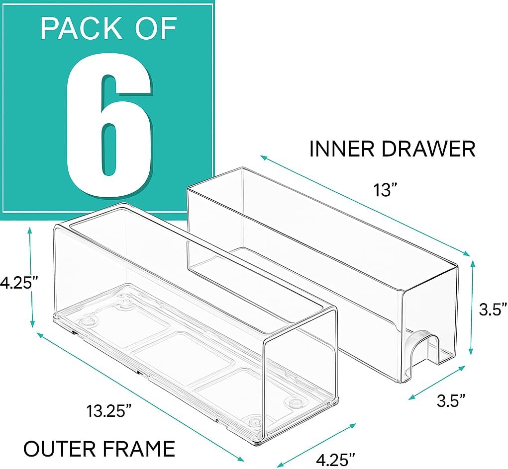 Sorbus Small Clear Stackable Storage Drawers – 4-Pack Plastic Organizer Bins with Handles – Stackable Pull-Out Storage Drawers for Closet, Pantry, Office, Bathroom, Craft, and Toy Organization