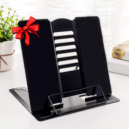 MSDADA Desk Book Stand Metal Reading Rest Book Holder Adjustable Cookbook Documents Holder for Recipes Textbooks Tablet Music Books, Mom Gifts, Gifts for Grandma Mom Mothers Day(Light Purple)