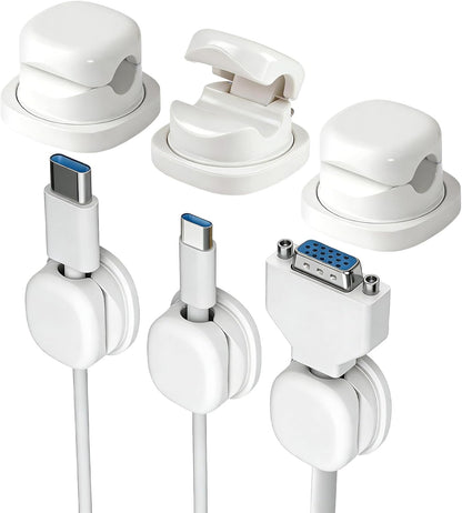6 Pcs Magnetic Cord Organizer Holder,Magnetic Cable Clips,Cord Holder,Under Desk Cable Management, for Nightstand Home Office Desk Car Phone Wall Desktop (WHITE)