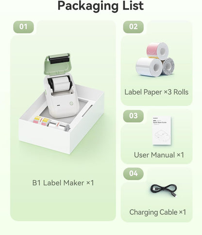 NIIMBOT B1 Label Maker Machine, Thermal Label Printer Easy to Use for Office, Home, Business, Came with 1 Roll White Label(Blue)
