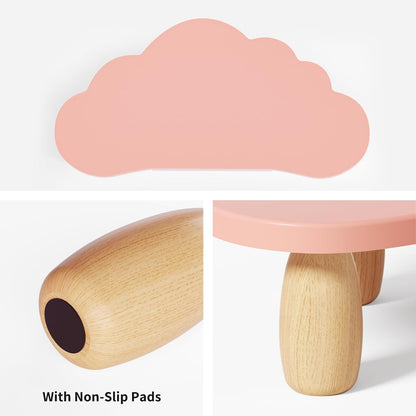 AFOOYO Monitor Stand Riser,Cloud Shape Wood Computer Monitor Stand, 16.5IN Monitor Stand Riser, Multi-Purpose Desktop Organizer Riser for Computer,Laptop,Printer,TV,Pink