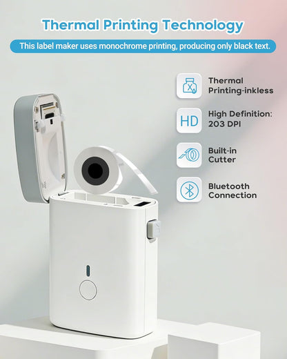 ORGBRO Label Maker Machine with Tape, X1 Portable Bluetooth Mini Label Printer, Support Pre-Cut & Continuous Label, Wireless Small Label Makers with Versatile App for School Home Office Organization