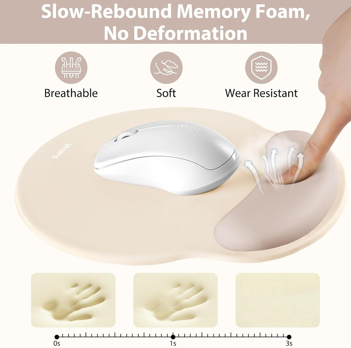 Sushret Mouse Pad and Keyboard Wrist Rest, 3-in-1 Gel Memory Foam Ergonomic Mouse Pad with Wrist Rest Set,Gaming Mousepad Arm Cushion Support for Computer Office Desk Accessories Cute Setup,Sage Green