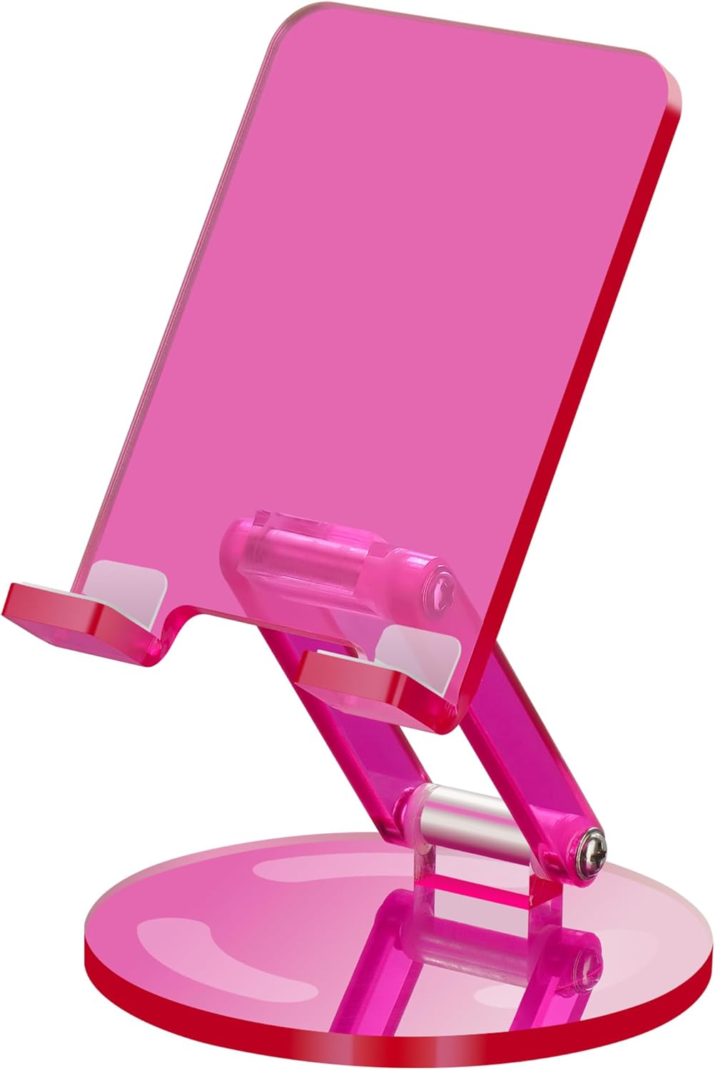Tomorotec Iridescent Acrylic Cell Phone Stand, Portable Phone Holder for Desk Non-Slip Desktop Smartphones Holder Compatible with iPhone Samsung Galaxy Pixel Phone Cradle Dock Home Office