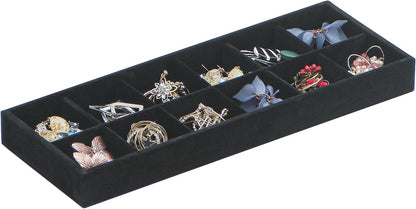 Divided Drawer Organizer Tray, Velvet Jewelry Storage Tray, Necklace Bracelet Ring Earring Display Tray,Bedside Nightstand Desk Holder Tray for Phone Watch Sunglasses Cosmetics Storage/Beige/1grid