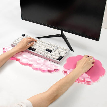 Gel Wrist Rest and Cloud Mouse Pad Support for Keyboard and Mouse - Ergonomic Pink Keyboard Wrist Pad Set for Typing Pain Relief/Computer/Laptop/Gaming/Home/Office (Cloud Shape, Gradient Blue Pink)