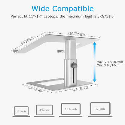 BoYata Laptop Stand, Ergonomic Aluminum Height Adjustable Computer Stand Laptop Holder for Desk, Compatible with MacBook Pro/Air, Dell, Lenovo, HP, Samsung, More Laptops 11-17" (Black)
