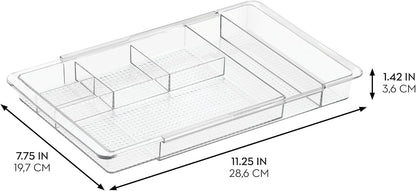 iDesign Expandable Makeup Drawer Organizer, Shallow Tray for Bathroom or Vanity Storage - Clear