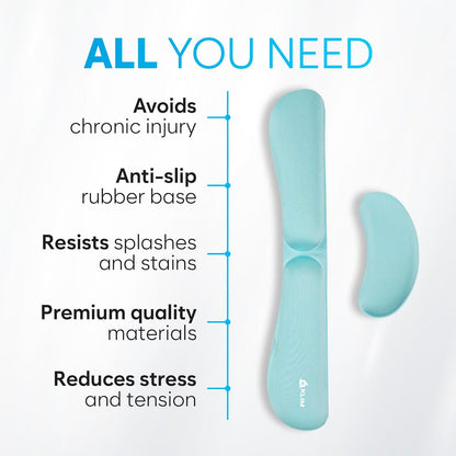 KLIM Mouse & Keyboard Wrist Rest Set - Silky Gel Memory Foam - Ergonomic Wrist Rest for Computer Keyboard, Wrist Pad for Keyboard + Wrist Rest for Mouse - for Gaming and Office - Pain Relief - Black