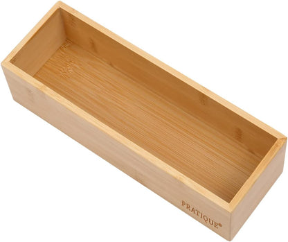 PRATIQUE Bamboo Drawer Organizer - Kitchen Utensil Organizer Silverware Tray Cutlery Holder，Office Desk Supplies and Accessories (8.9x5.9x2.6 inch)