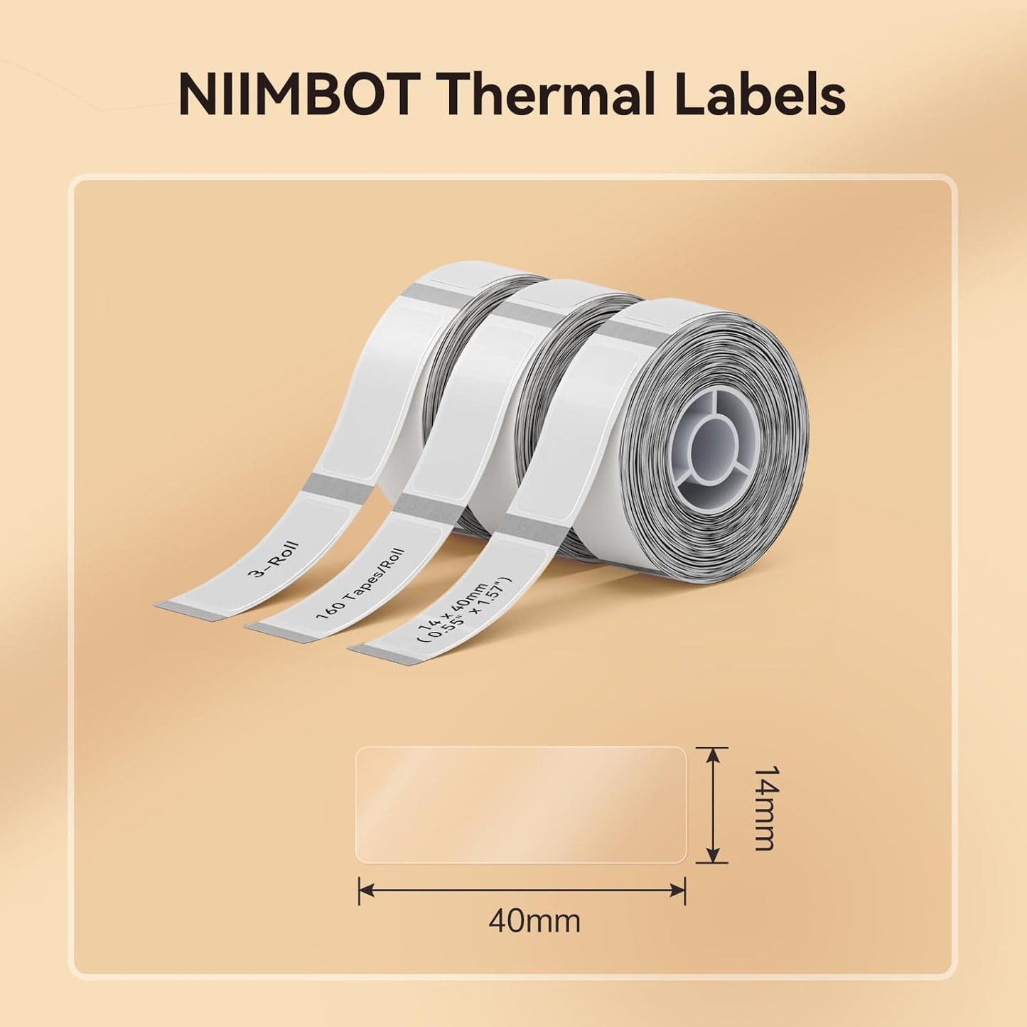 NIIMBOT White Cable Label Maker Tape for D11/D110/D101 Label Maker, 12.5 x 109 mm (0.49'' x 4.29''), 3 Rolls, Thermal Label for Home Office Labeling Tape Replacement