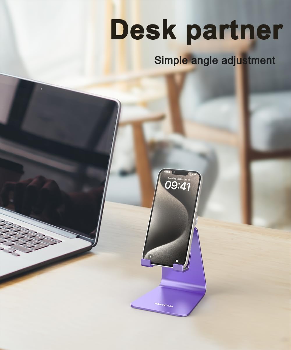 Cell Phone Stand for Desk- Adjustable Phone Stand Holder, Cradle, Dock, Desktop Stand for iPhone 17 16, 15, 14, Plus, Pro, Pro Max, 13 12 X XS,4-8" Phones, Office Accessories (Rose Gold)