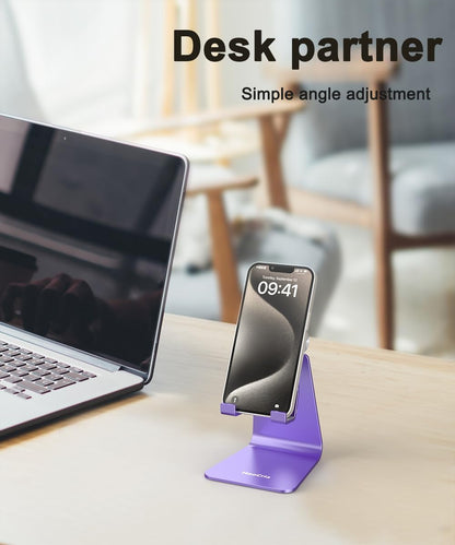 Cell Phone Stand for Desk- Adjustable Phone Stand Holder, Cradle, Dock, Desktop Stand for iPhone 17 16, 15, 14, Plus, Pro, Pro Max, 13 12 X XS,4-8" Phones, Office Accessories (Rose Gold)