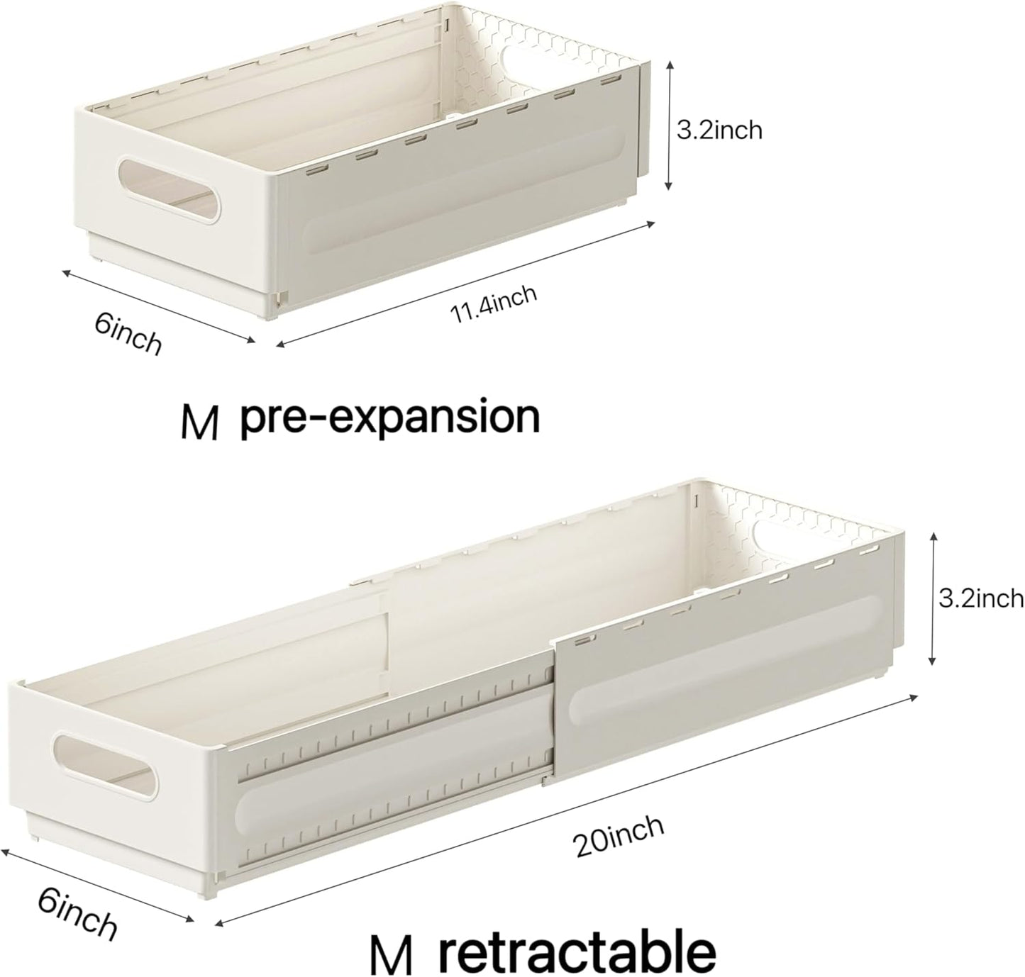 2 Pack Expandable Plastic Storage Boxes, Multi-Purpose Folding Organizer, Drawer Storage Divider For Bedroom, Kitchen And Snack Storage (s)