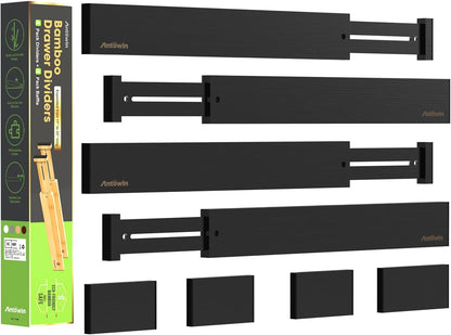 ANTOWIN Bamboo Drawer Dividers Organizers, Drawer Separators Splitter,17-22 inches Long Adjustable Spring-loaded Organizer for Large Utensil, Clothes, Tools Drawers(yellow)
