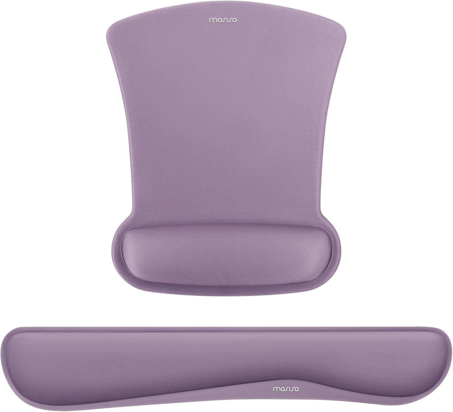 MOSISO Wrist Rest Support for Mouse Pad & Keyboard Set, Ergonomic Mousepad Non-Slip Base Home/Office Pain Relief & Easy Typing Cushion with Neoprene Cloth & Raised Memory Foam, Apricot