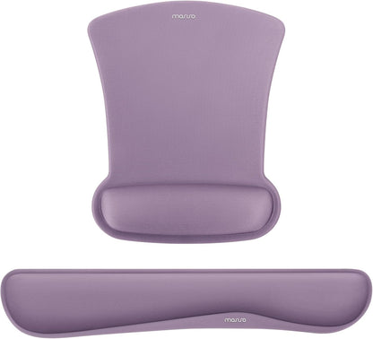 MOSISO Wrist Rest Support for Mouse Pad & Keyboard Set, Ergonomic Mousepad Non-Slip Base Home/Office Pain Relief & Easy Typing Cushion with Neoprene Cloth & Raised Memory Foam, Apricot