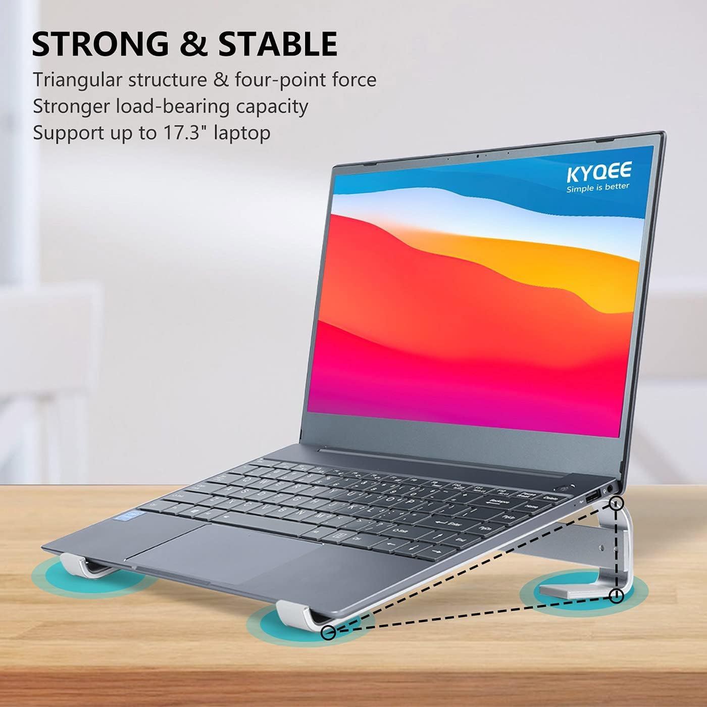 Ventilated Laptop Stand for Desk, Ergonomic Aluminum Laptop Riser, Computer Stand for Laptop, Compatible with MacBook Air Pro, Dell, HP, More 11-17.3 Inches Notebook, Work from Home (Black)