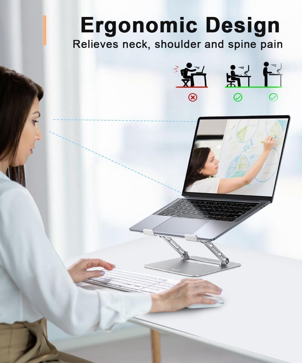 Aoviho Adjustable Laptop Stand for Desk,Portable Laptop Stand Holder and Riser,Foldable Aluminum Notebook Computer Stands for MacBook Air Pro HP Lenovo Dell Samsung Chromebook, 10-15.6 inch, Purple